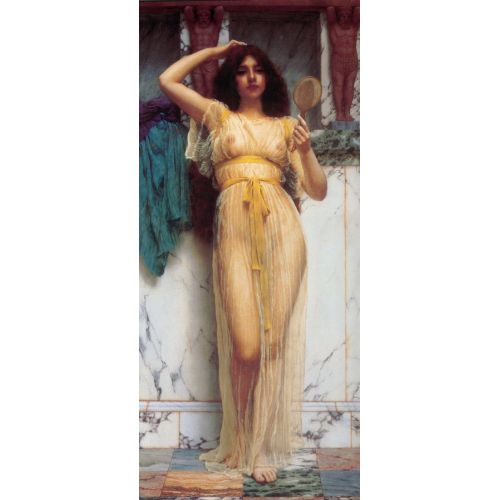 John William Godward, The Mirror Neoclassicism John William Godward The Mirror Neoclassicism Art Movements Canvas, Drawing Paper Prints, Reproduction Oil Painting and High