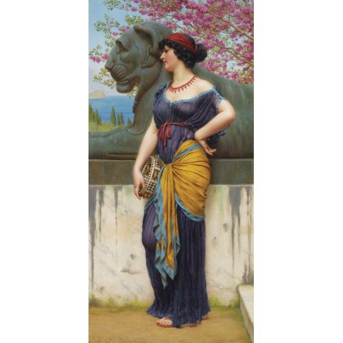 John William Godward, In The Grove Of The Temple Of Isis Neoclassicism John William Godward In The Grove Of The Temple Of Isis Neoclassicism Art Movements Canvas, Drawing Paper Prints, Reproduction