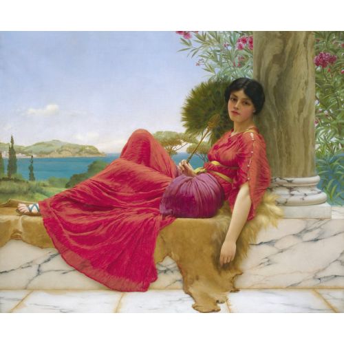 John William Godward, Leaning Against A Column John William Godward, Leaning Against A Column