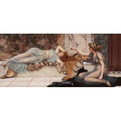 John William Godward Mischief And Repose Neoclassicism Art Movements Canvas, Drawing Paper Prints, Reproduction Oil Painting and