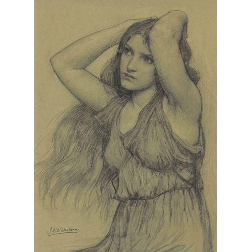 John William Waterhouse Flora Skecth Romance Art Movements Canvas, Drawing Paper Prints, Reproduction Oil Painting and High