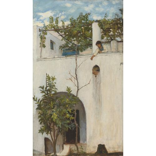 John William Waterhouse, Balkonlu Bir Bayan Capri John William Waterhouse, Balkonlu Bir Bayan Capri