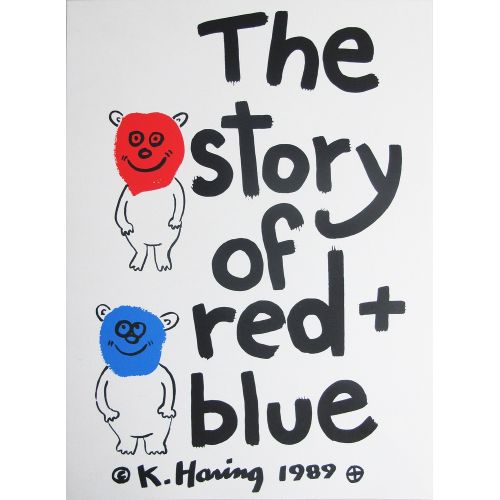 Keith Haring, The Story Of Red And Blue 6 Pop Art Art Movements Canvas, Drawing Paper Prints, Reproduction Oil Painting and High