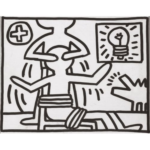 Keith Haring, İsimsiz 129 Pop Art Sanat Akımları Kanvas Efektli Tablo, Resim Kağıdı Baskısı, Reprodüksiyon ve Yüksek