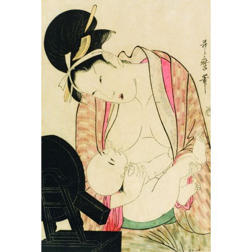 Kitagawa Utamaro, Bir Ayna Standının Önünde Çocuğunu Emziren Anne Kitagawa Utamaro, Bir Ayna Standının Önünde Çocuğunu Emziren Anne