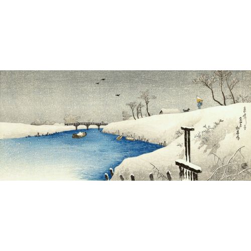 Kitagawa Utamaro, Snow On Ayase River Ukiyo-e Art Movements Canvas, Drawing Paper Prints, Reproduction Oil Painting and High