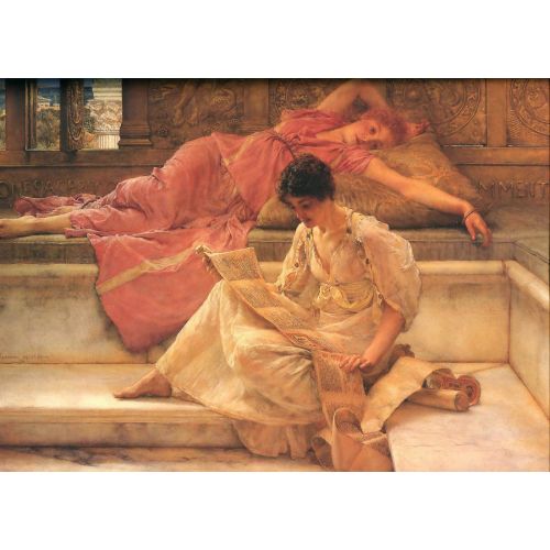 The Favourite Poet, Lawrence Alma-Tadema Romance Art Movements Canvas, Drawing Paper Prints, Reproduction Oil Painting and High