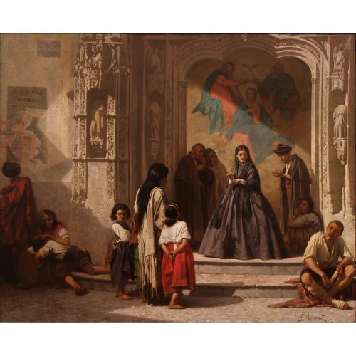 Leon Bonnat, Genç Kadın Cordoba San Sebastian Hastanesi Şapeli Girişinde Yardım Yapıyor Leon Bonnat, Genç Kadın Cordoba San Sebastian Hastanesi Şapeli Girişinde Yardım Yapıyor