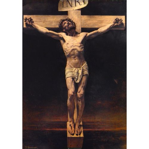 Leon Bonnat The Crucifixion Romance Art Movements Canvas, Drawing Paper Prints, Reproduction Oil Painting and High Resolution