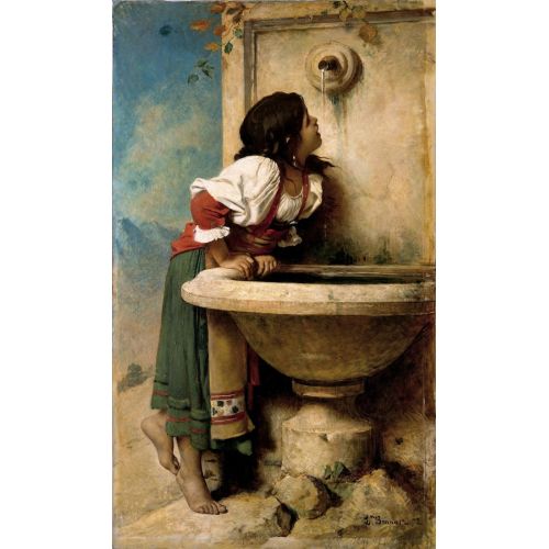 Leon Bonnat, Roman Girl At The Fountain
