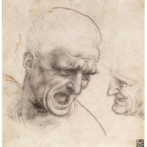 Leonardo Da Vinci, Study Of Two Warriors' Heads For The Battle Of Anghiari