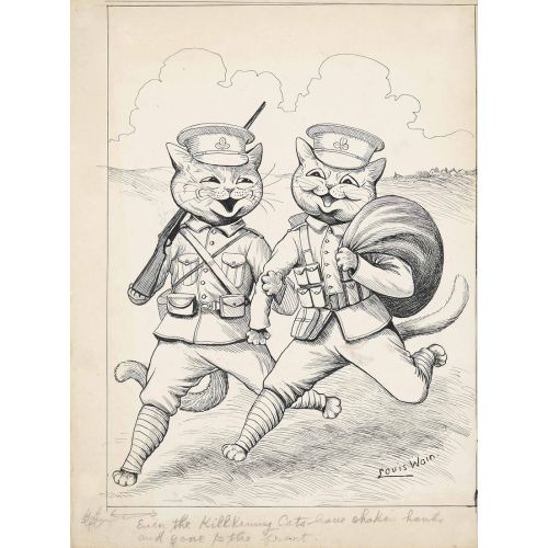Louis Wain, Hatta Kilkenny Kedileri El Sıkışıp Cepheye Gitmiş
