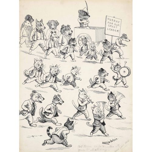 Louis Wain, Hurray For Our Great Leader! Art Nouveau Louis Wain, Hurray for our great leader! Art Nouveau Art Movements Louis Wain, Hurray for our great leader!, Art Nouveau, can be
