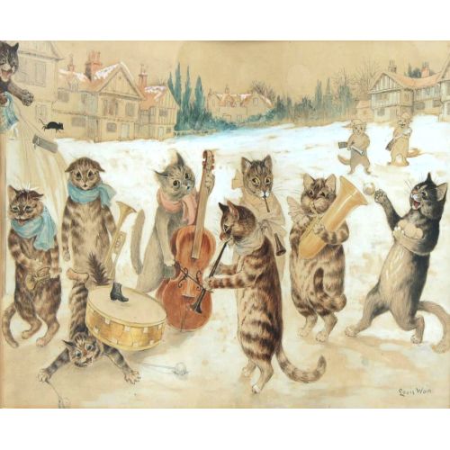 Louis Wain, Louis Wain Noel Şarkıları Söyleyen Kediler Art Nouveau Sanat Akımları Louis Wain, Louis Wain Noel Şarkıları
