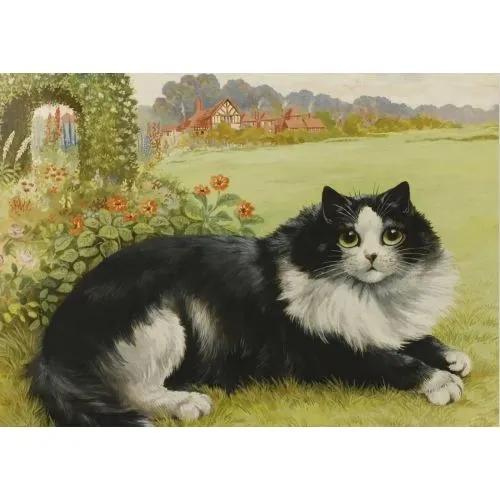 Louis Wain, Bahçesindeki Kedi Art Nouveau Louis Wain, Bahçesindeki Kedi Art Nouveau Sanat Akımları Louis Wain, Bahçesindeki Kedi, Art Nouveau, adlı tabloyu yüksek