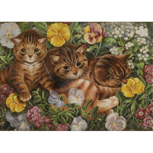 Louis Wain, Çiçek Yatağında Üç Yavru Kedi