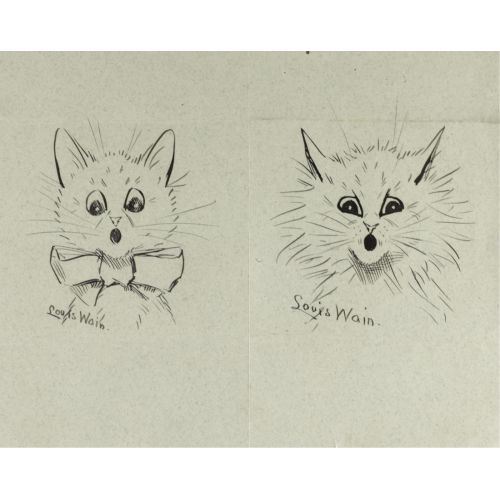 Louis Wain, Two drawings of singing cats Art Nouveau Art Movements Louis Wain, Two drawings of singing cats, Art Nouveau, can be
