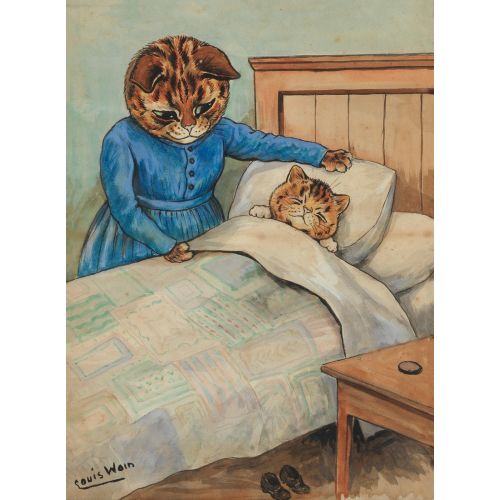 Louis Wain, Uyku Zamanı Art Nouveau Sanat Akımları Louis Wain, Uyku Zamanı, Art Nouveau, adlı tabloyu yüksek