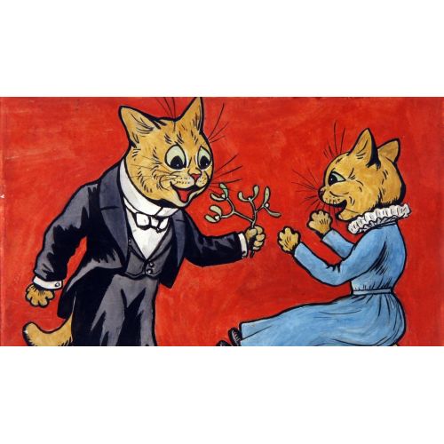 Louis Wain, Aşık Kediler Çiçek Veriyor Louis Wain, Aşık Kediler Çiçek Veriyor