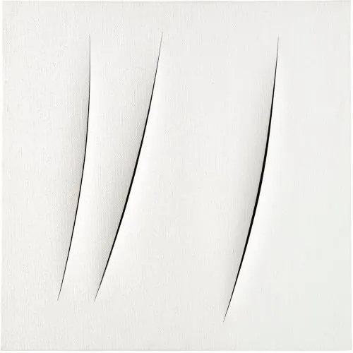Lucio Fontana, Concetto Spaziale, Attese Beyaz 13 Soyut Lucio Fontana, Concetto Spaziale, Attese Beyaz 13 Soyut Sanat Akımları Kanvas Efektli Tablo, Resim Kağıdı Baskısı