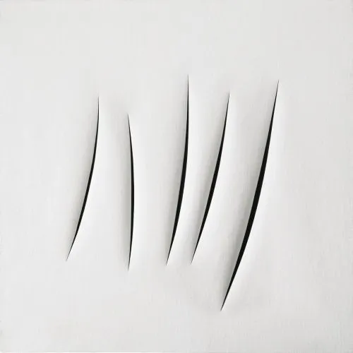 Lucio Fontana, Concetto Spaziale, Attese Beyaz 3 Soyut Lucio Fontana, Concetto Spaziale, Attese Beyaz 3 Soyut Sanat Akımları Kanvas Efektli Tablo, Resim Kağıdı Baskısı
