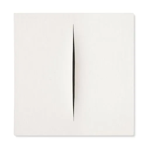 Lucio Fontana, Concetto Spaziale, Attesa Beyaz 23 Soyut Lucio Fontana, Concetto Spaziale, Attesa Beyaz 23 Soyut Sanat Akımları Kanvas Efektli Tablo, Resim Kağıdı Baskısı