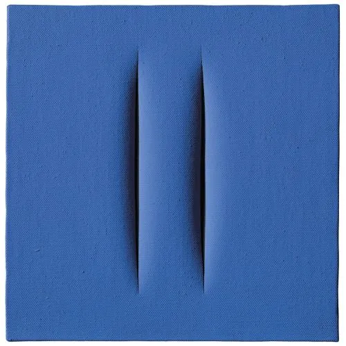 Lucio Fontana, Concetto Spaziale Attese, Mavi Soyut Lucio Fontana, Concetto Spaziale Attese, Mavi Soyut Sanat Akımları Kanvas Efektli Tablo, Resim Kağıdı Baskısı