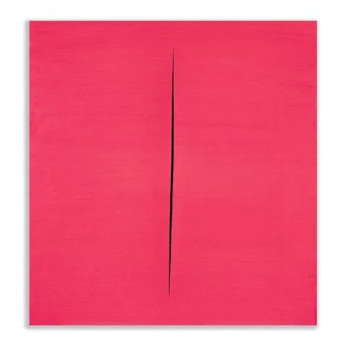 Lucio Fontana, Concetto Spaziale, Attesa, Red 10 Abstract Lucio Fontana, Concetto Spaziale, Attesa, Red 10 Abstract Art Movements Canvas, Drawing Paper Prints, Reproduction Oil Painting