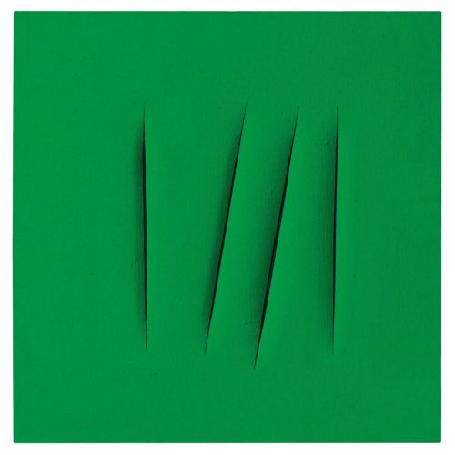 Lucio Fontana, Stanno Vangando Il Giardino On The Reverse, Green 7 Abstract Art Movements Canvas, Drawing Paper Prints