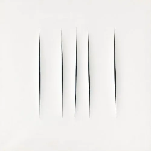 Lucio Fontana, Concetto Spaziale, Attese Beyaz 14 Soyut Lucio Fontana, Concetto Spaziale, Attese Beyaz 14 Soyut Sanat Akımları Kanvas Efektli Tablo, Resim Kağıdı Baskısı