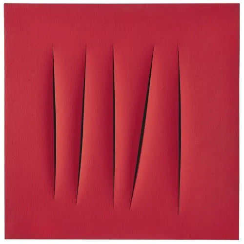 Lucio Fontana, Concetto Spaziale, Attese Rosso, Kırmızı 23 Soyut Lucio Fontana, Concetto Spaziale, Attese Rosso, Kırmızı 23 Soyut Sanat Akımları Kanvas Efektli Tablo, Resim Kağıdı