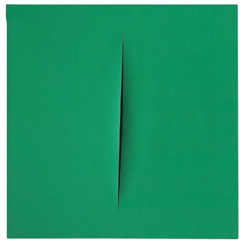 Lucio Fontana, Concetto Spaziale Attese Green 2 Abstract Lucio Fontana, Concetto Spaziale Attese Green 2 Abstract Art Movements Canvas, Drawing Paper Prints, Reproduction Oil Painting
