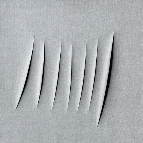 Lucio Fontana, Concetto Spaziale Attese Grey 7 Abstract Lucio Fontana, Concetto Spaziale Attese Grey 7 Abstract Art Movements Canvas, Drawing Paper Prints, Reproduction Oil Painting and