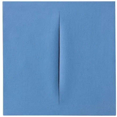 Lucio Fontana, Concetto Spaziale, Attesa Azzuro, Blue Abstract Lucio Fontana, Concetto Spaziale, Attesa Azzuro, Blue Abstract Art Movements Canvas, Drawing Paper Prints, Reproduction Oil