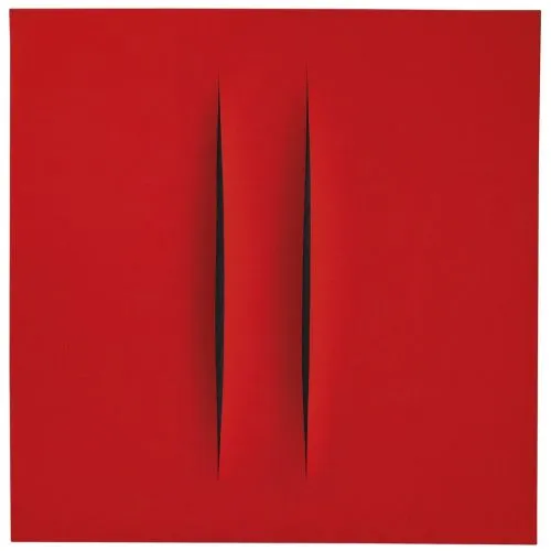 Lucio Fontana, Concetto Spaziale, Attese, Red 7 Abstract Lucio Fontana, Concetto Spaziale, Attese, Red 7 Abstract Art Movements Canvas, Drawing Paper Prints, Reproduction Oil Painting
