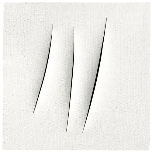 Lucio Fontana, Concetto Spaziale, Attese White 9 Abstract Art Movements Canvas, Drawing Paper Prints, Reproduction Oil Painting