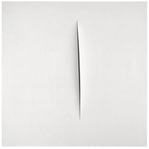 Lucio Fontana, Concetto Spaziale, Attesa Beyaz 34 Soyut Lucio Fontana, Concetto Spaziale, Attesa Beyaz 34 Soyut Sanat Akımları Kanvas Efektli Tablo, Resim Kağıdı Baskısı
