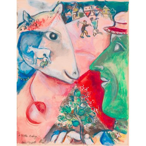 Marc Chagall I And The Village Surrealism Art Movements Canvas, Drawing Paper Prints, Reproduction Oil Painting and High