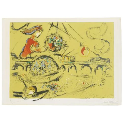 Marc Chagall Saint Louis Adası Sürrealizm Marc Chagall Saint Louis Adası Sürrealizm Sanat Akımları Kanvas Efektli Tablo, Resim Kağıdı Baskısı, Reprodüksiyon ve
