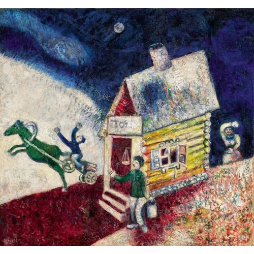 Marc Chagall, The Flying Carriage Surrealism Marc Chagall The Flying Carriage Surrealism Art Movements Canvas, Drawing Paper Prints, Reproduction Oil Painting and High