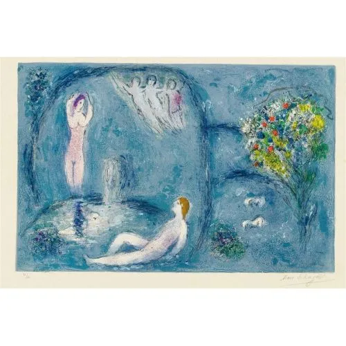Marc Chagall Periler Mağarası Sürrealizm Sanat Akımları Kanvas Efektli Tablo, Resim Kağıdı Baskısı, Reprodüksiyon ve