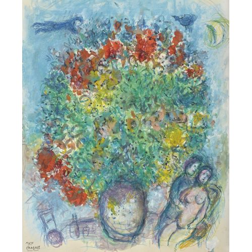 Marc Chagall, Le Bouquet Sur Fond Bleu Marc Chagall, Le Bouquet Sur Fond Bleu