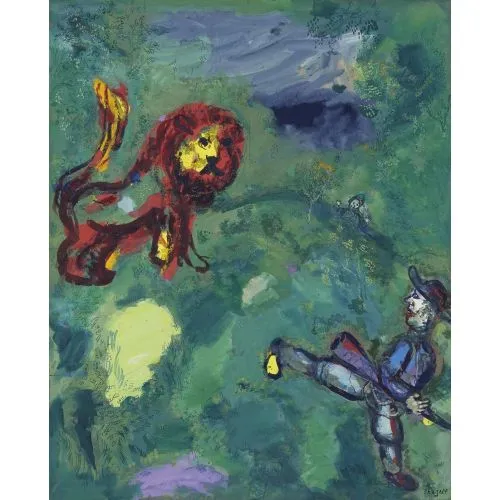 Marc Chagall The Lion And The Hunter Fables Of La Fontaine | Arthipo