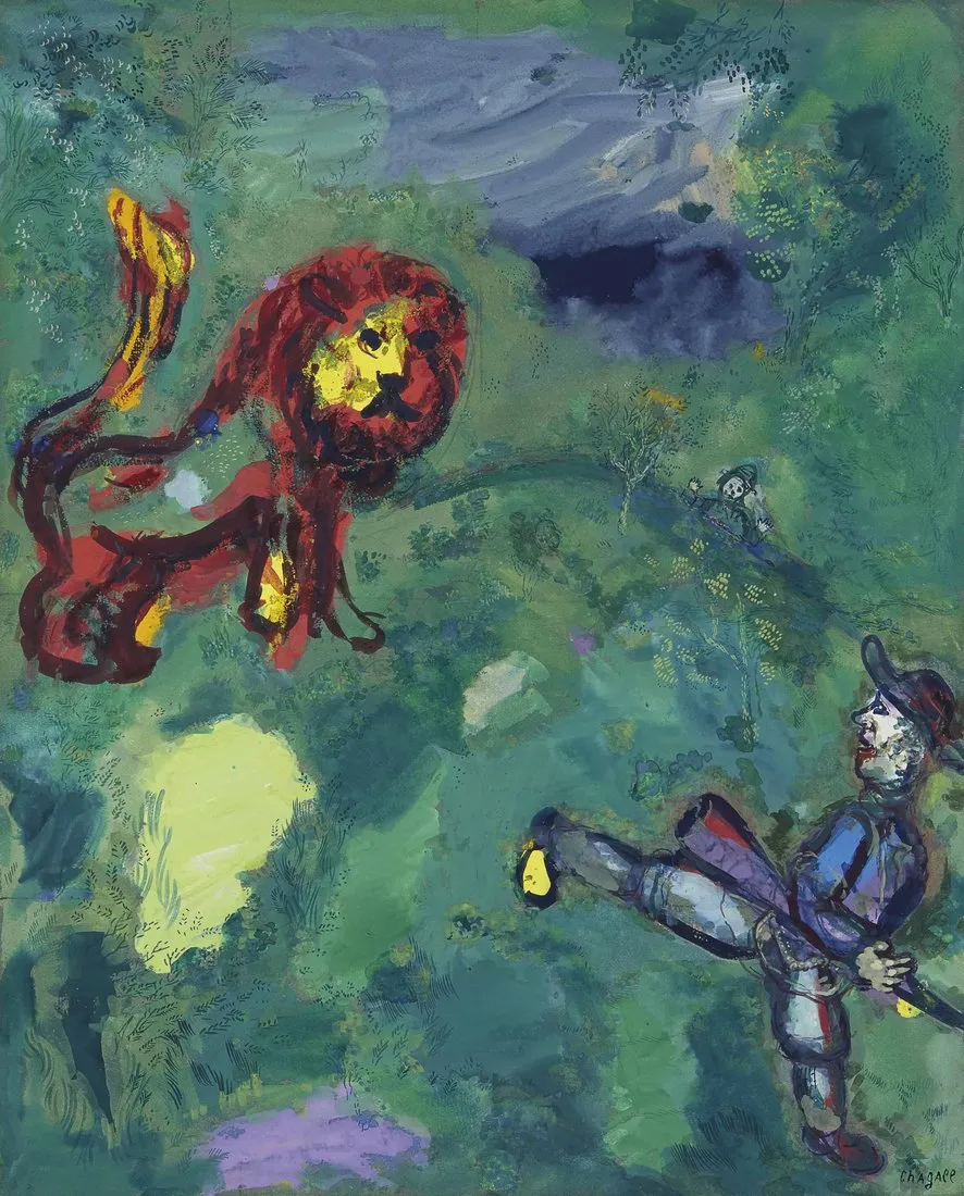 Marc Chagall The Lion And The Hunter Fables Of La Fontaine | Arthipo