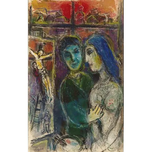 Marc Chagall Ressam Ve Çarmıha Germe Sürrealizm Sanat Akımları Kanvas Efektli Tablo, Resim Kağıdı Baskısı