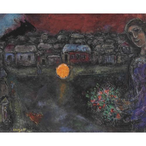 Marc Chagall, Yansıma Veya Gece Manzarası Marc Chagall, Yansıma Veya Gece Manzarası