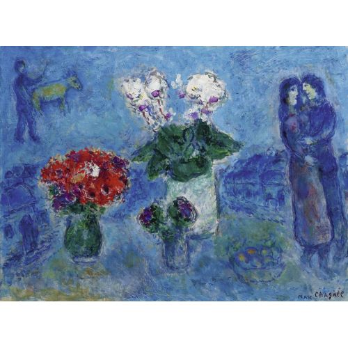 Marc Chagall, Üç Buketleri İle Aşıklar Marc Chagall, Üç Buketleri İle Aşıklar