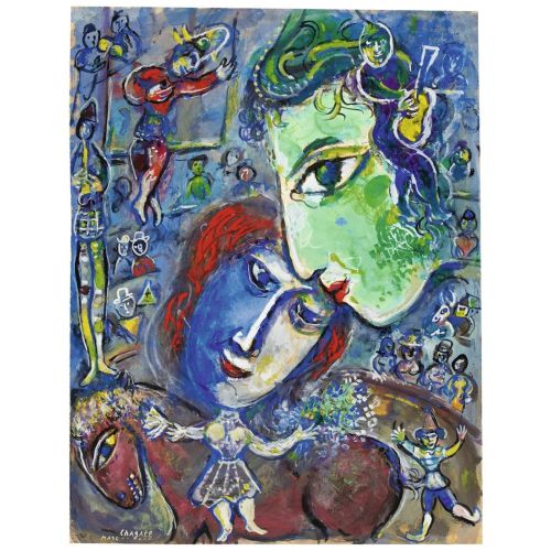 Marc Chagall, Les Deux Grands Visages Vert Et Bleu Au Cirque Marc Chagall, Les Deux Grands Visages Vert Et Bleu Au Cirque