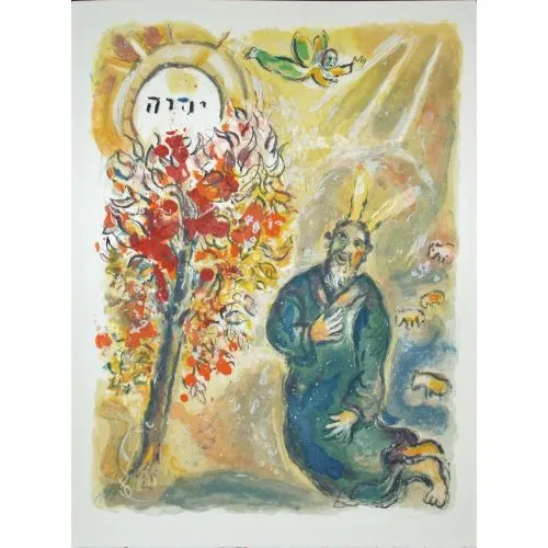 Marc Chagall, Moses And The Burning Bush Surrealism Marc Chagall Moses And The Burning Bush Surrealism Art Movements Canvas, Drawing Paper Prints, Reproduction Oil Painting and High