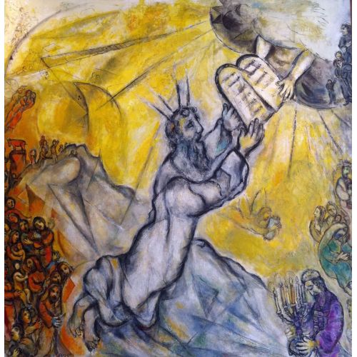 Marc Chagall, Moses Receives The Tablets Of The Covenant Surrealism Marc Chagall Moses Receives The Tablets Of The Covenant Surrealism Art Movements Canvas, Drawing Paper Prints, Reproduction Oil